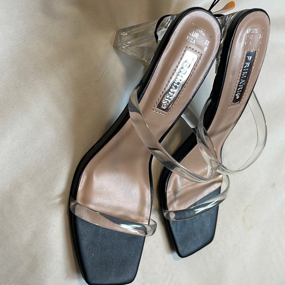 Block heels clear straps